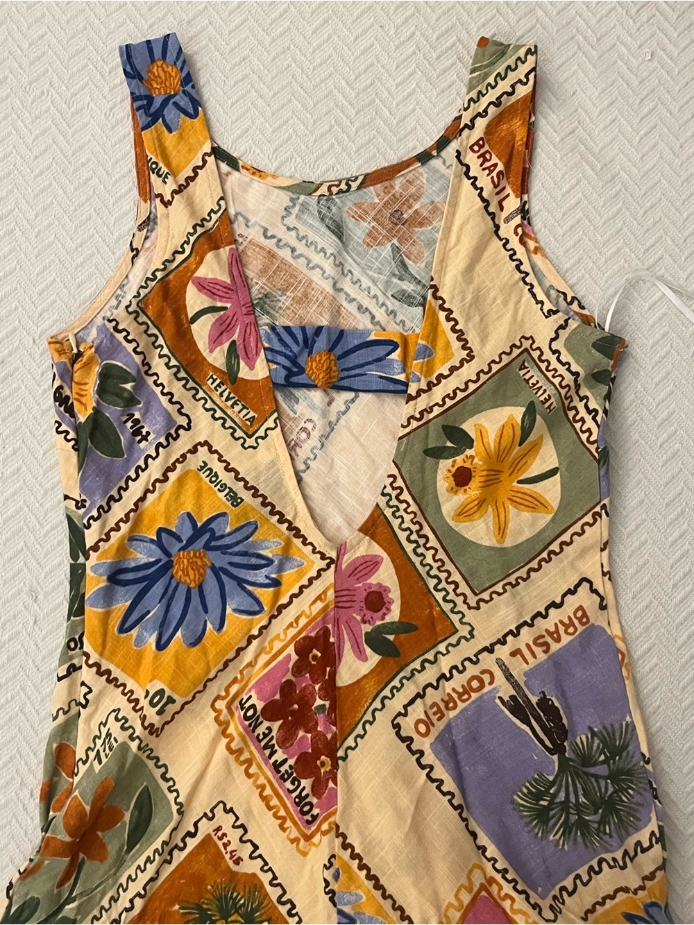 Paper Heart Linen-Blend Floral Stamp Dress - Picture 11 of 12